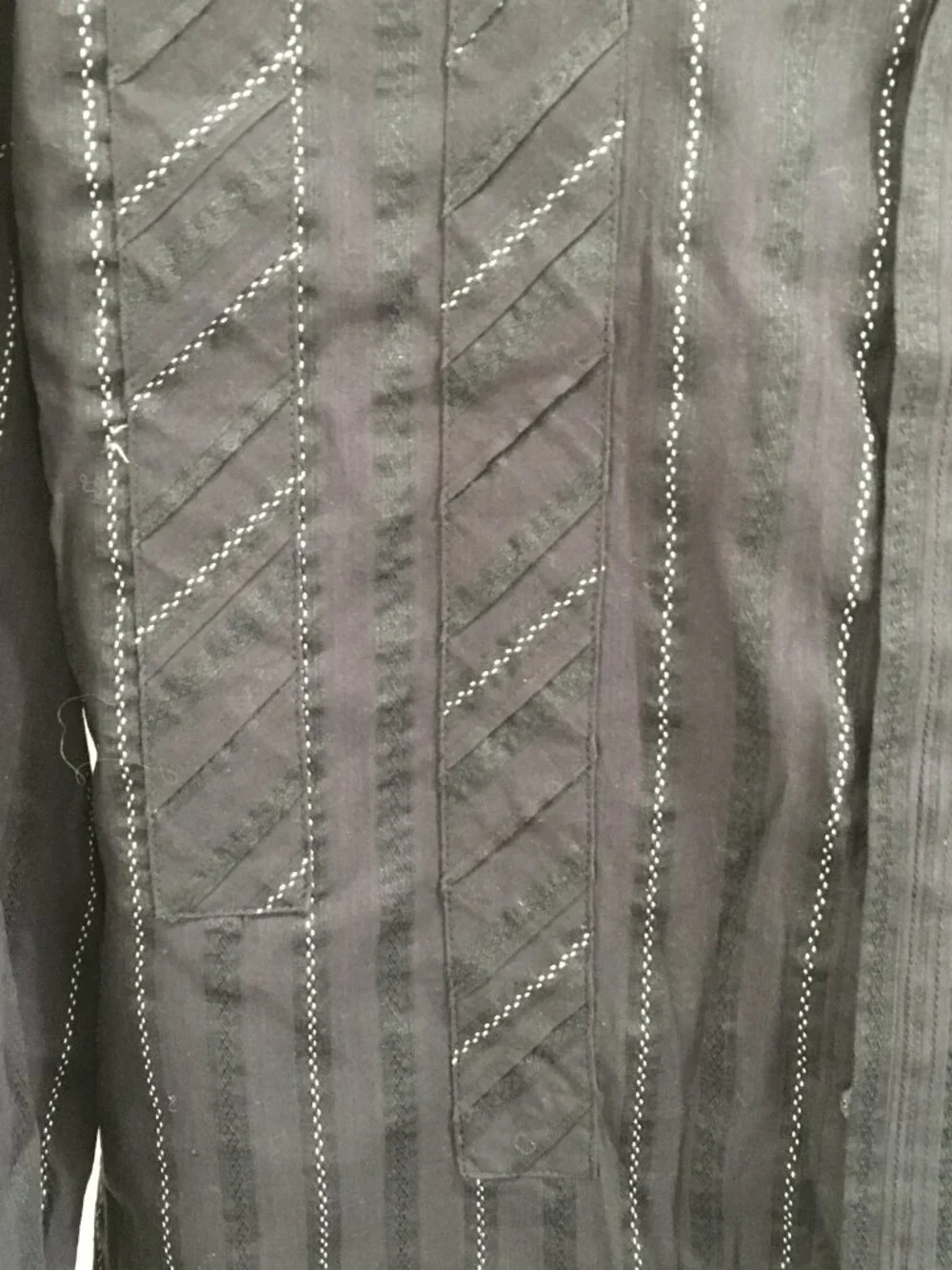 CLEAN LAUNDRY CHRISTOPHER WICKS Black Eggshell Woven Striped French Cuff Shirt